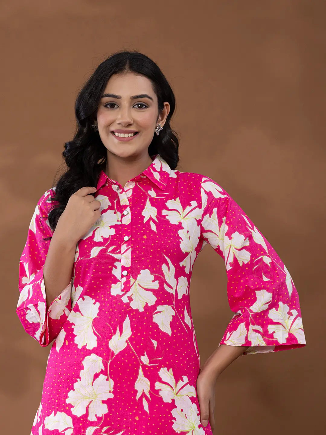 Pink-Cotton-Printed-Collar-Neck-Co-Ord-Set