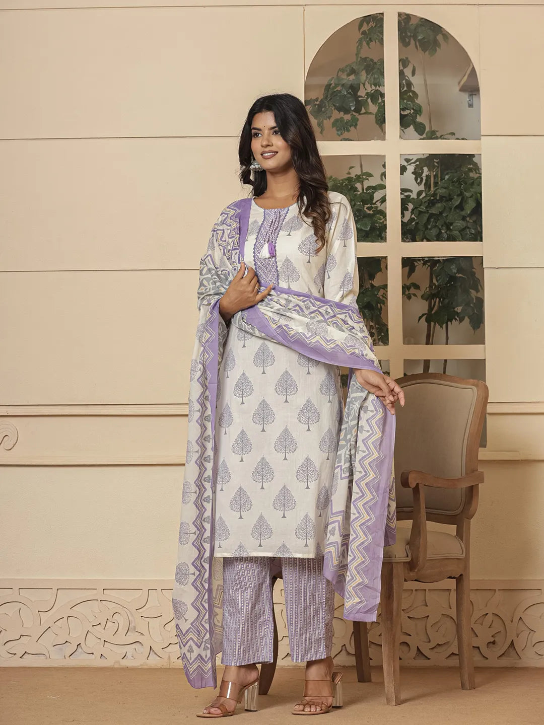 Purple-And-White-Cotton-Embroidered-3-Piece-Kurta-Set