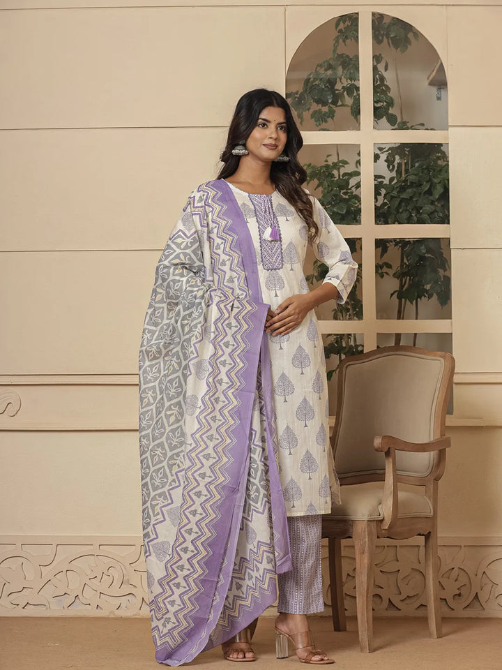 Purple-And-White-Cotton-Embroidered-3-Piece-Kurta-Set