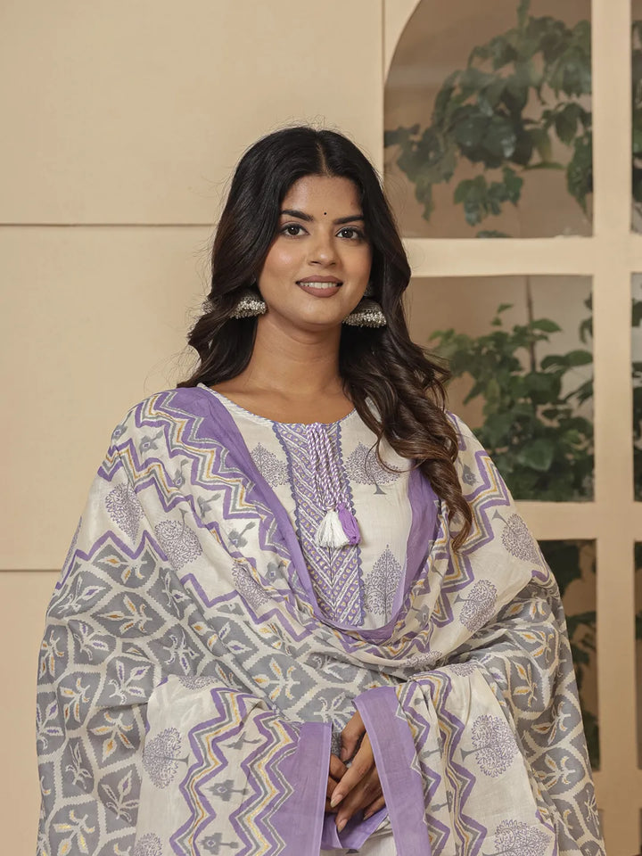 Purple-And-White-Cotton-Embroidered-3-Piece-Kurta-Set