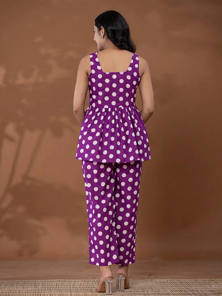 Purple-Cotton-Printed-Polka-Dot-Co-Ord-Set