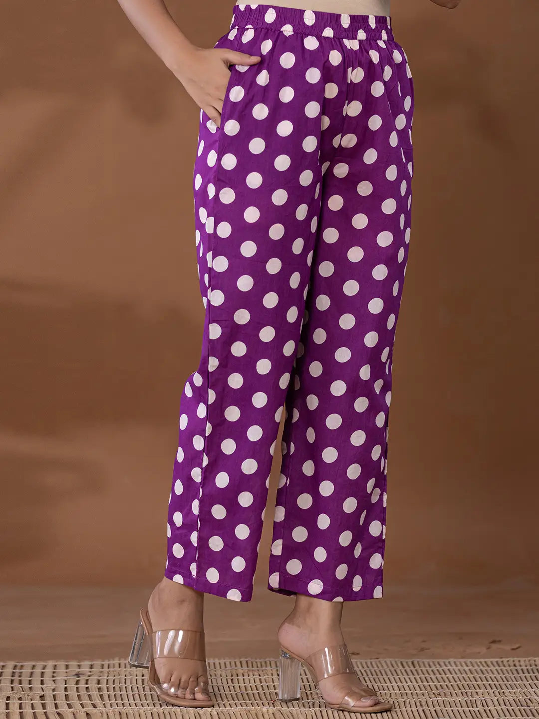 Purple-Cotton-Printed-Polka-Dot-Co-Ord-Set