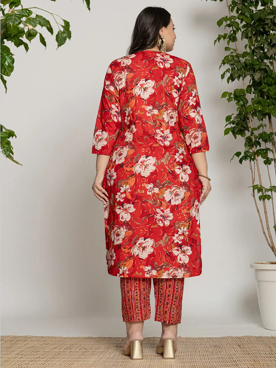 Red-Cotton-Embroidered-Plus-Size-3-Piece-Kurta-Set