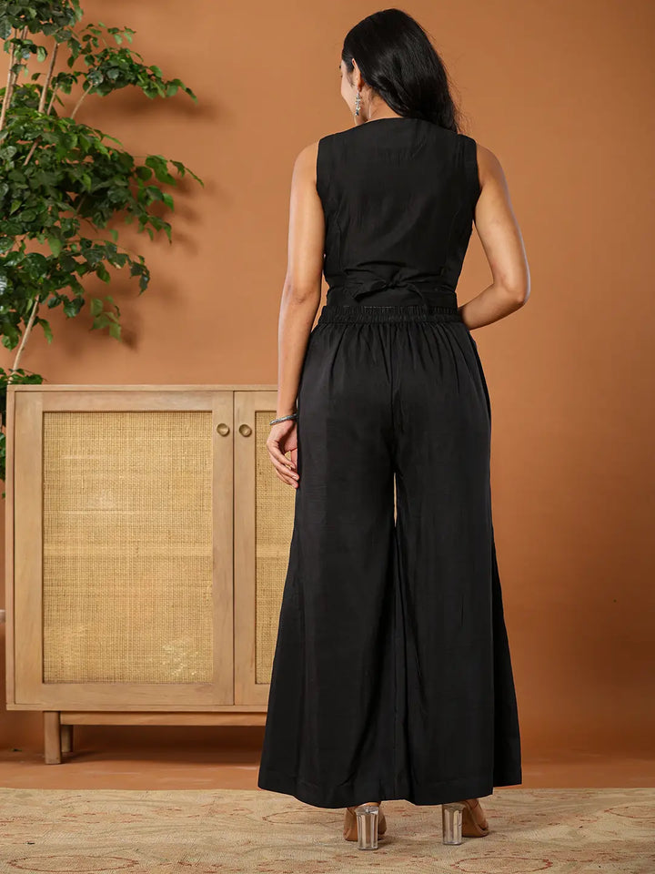 Black-Cotton-Silk-Waist-Coat-Cotton-Lining-Co-Ord-Set