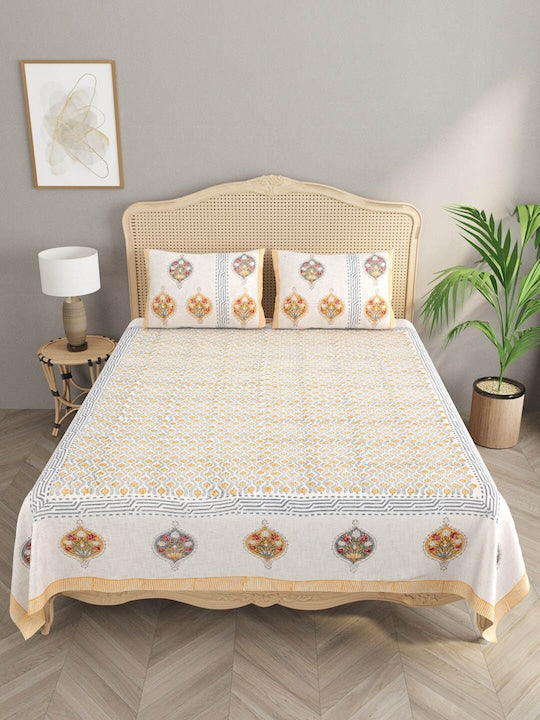 Off-White-Ethnic-Print-Double-Bed-Covers-With-Pillow-Covers