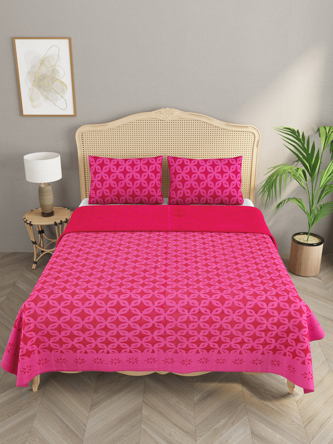 Pink-Cotton-Applique-Cut-Work-Bedcover-With-2-Pillow-Covers