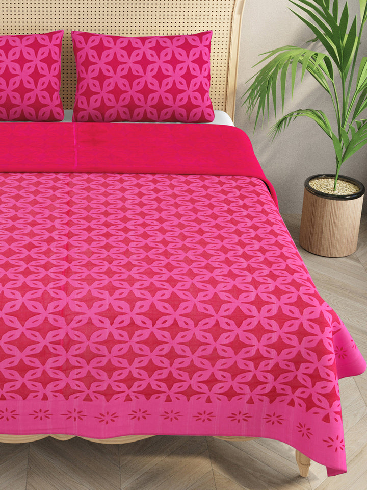 Pink-Cotton-Applique-Cut-Work-Bedcover-With-2-Pillow-Covers