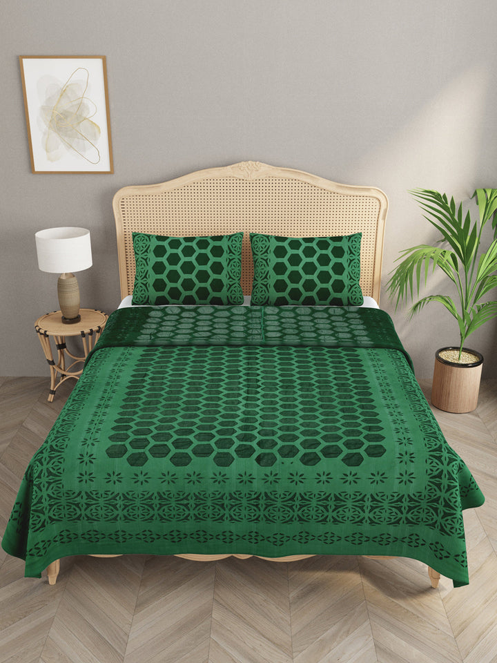 Green-Cotton-Applique-Cut-Work-Bedcover-With-2-Pillow-Covers