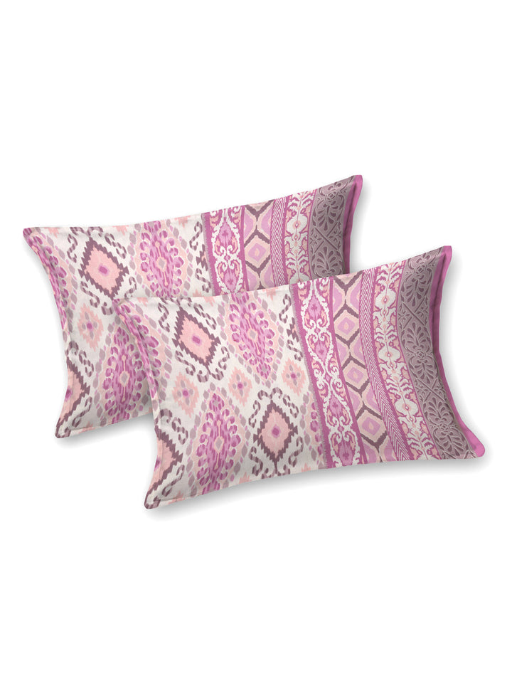 Pink-Cotton-Ikat-Print-Bedsheet-With-2-Pillow-Covers