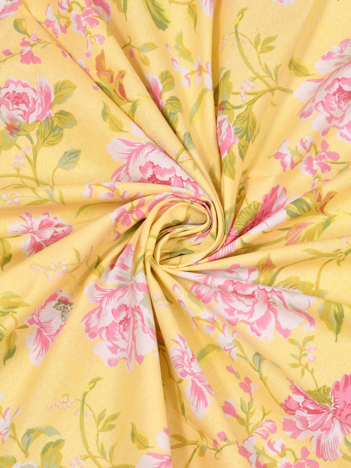 Yellow-Cotton-Floral-Print-Bedsheet-With-2-Pillow-Covers