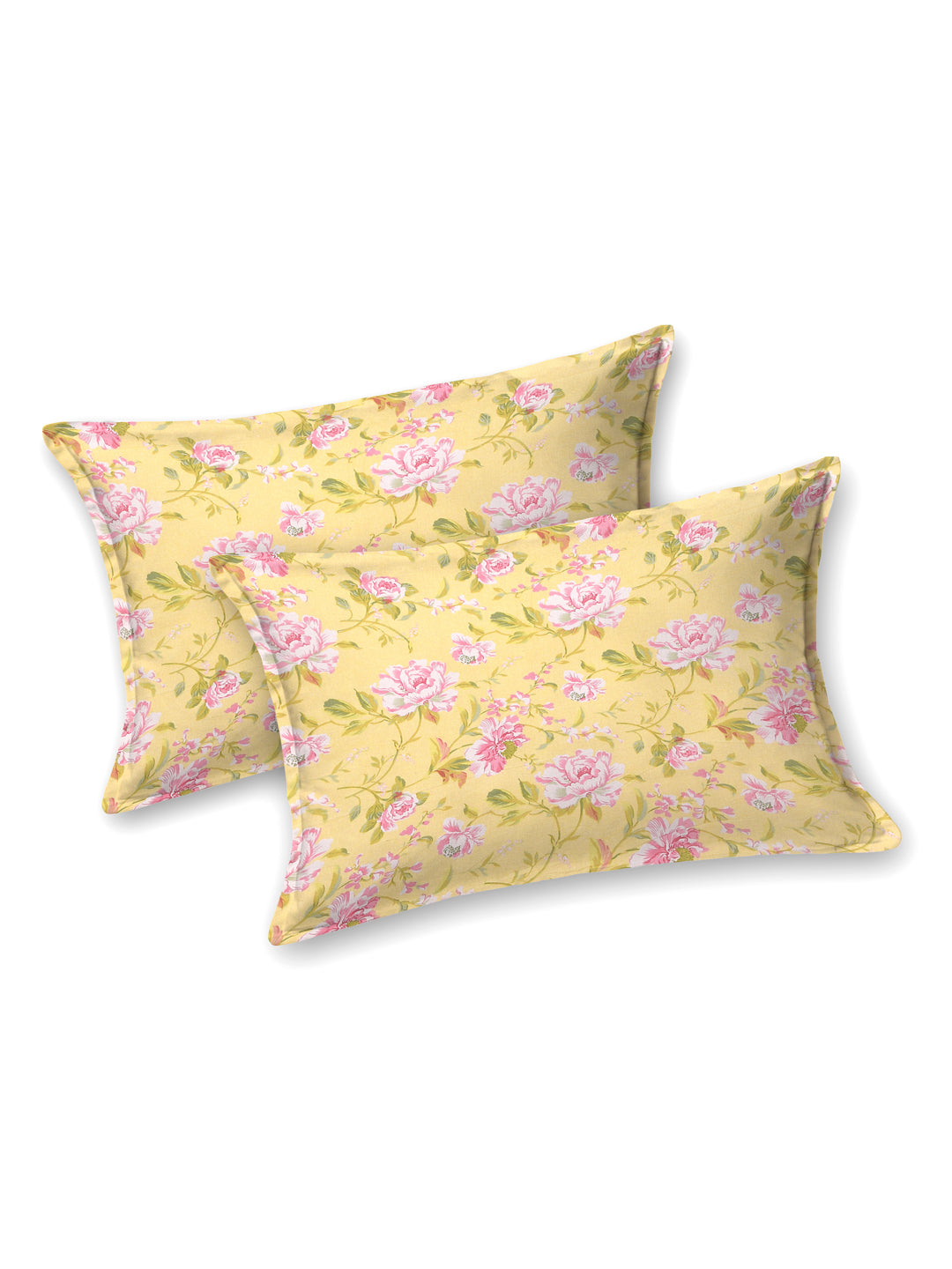 Yellow-Cotton-Floral-Print-Bedsheet-With-2-Pillow-Covers