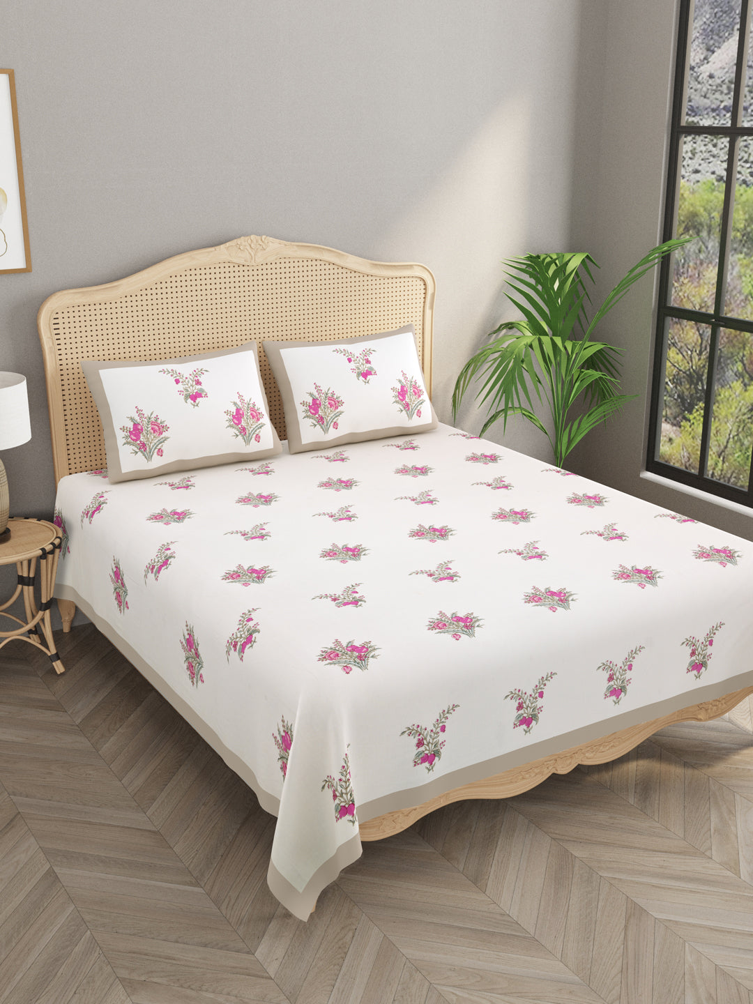 Multicolor-Handblock-Print-Bedsheet-With-2-Pillow-Covers