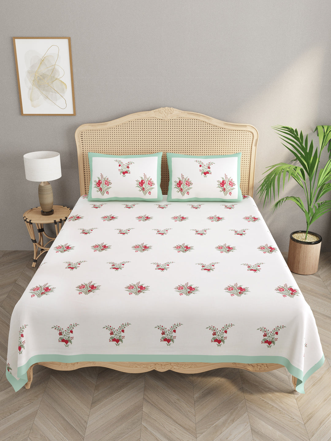 Multicolor-Handblock-Print-Bedsheet-With-2-Pillow-Covers