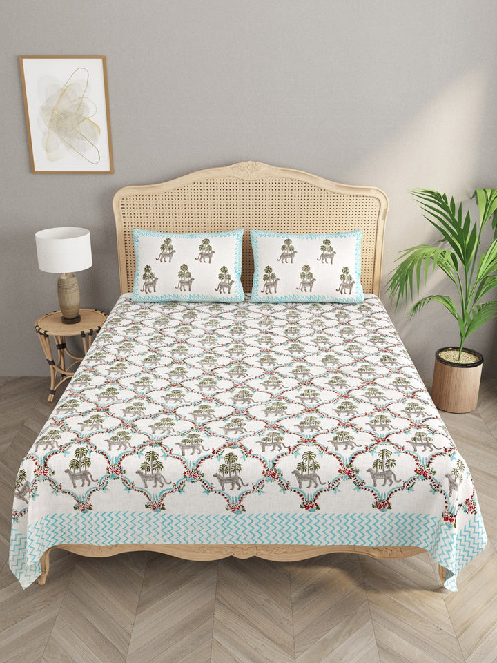 White-&-Blue-Handblock-Print-Bedsheet-With-2-Pillow-Covers