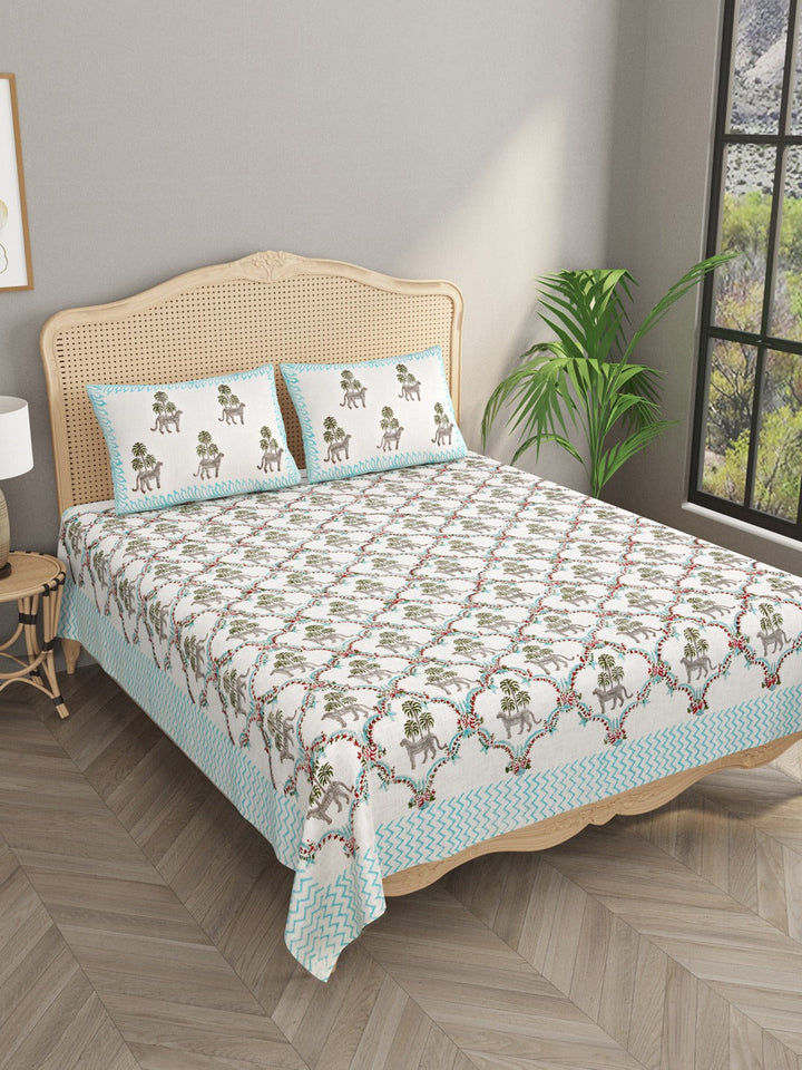 White-&-Blue-Handblock-Print-Bedsheet-With-2-Pillow-Covers