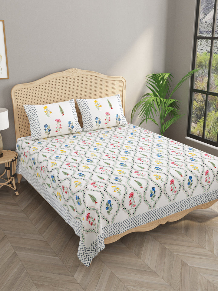 White-Handblock-Print-Bedsheet-With-2-Pillow-Covers