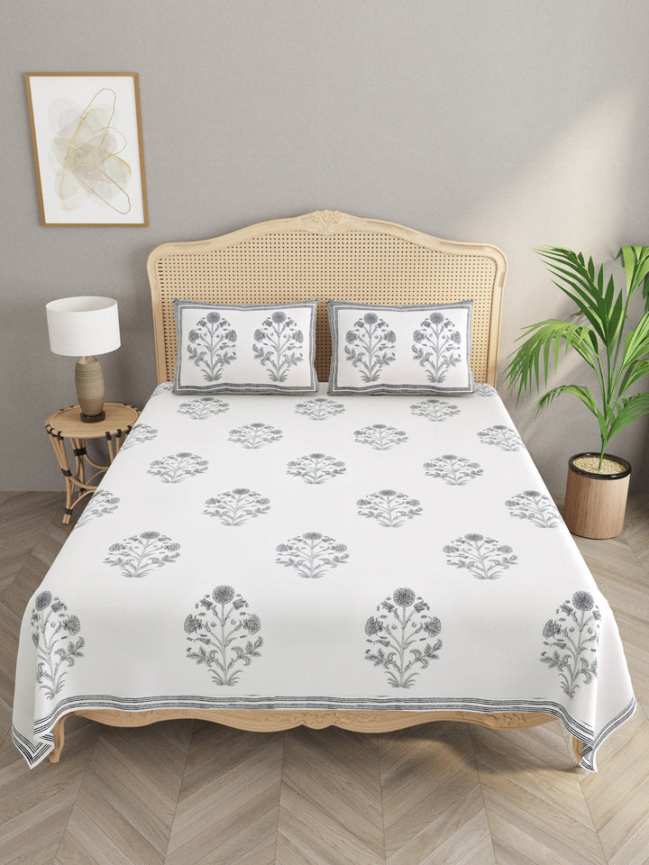 White-&-Grey-Handblock-Print-Bedsheet-With-2-Pillow-Covers