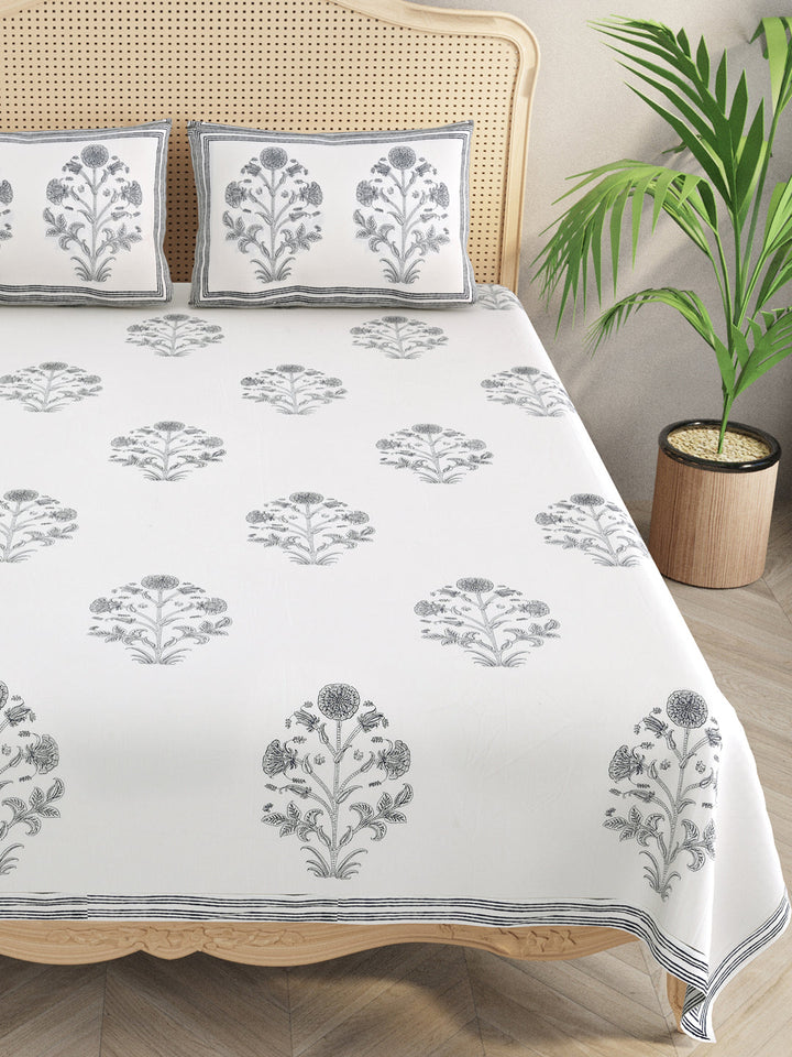 White-&-Grey-Handblock-Print-Bedsheet-With-2-Pillow-Covers