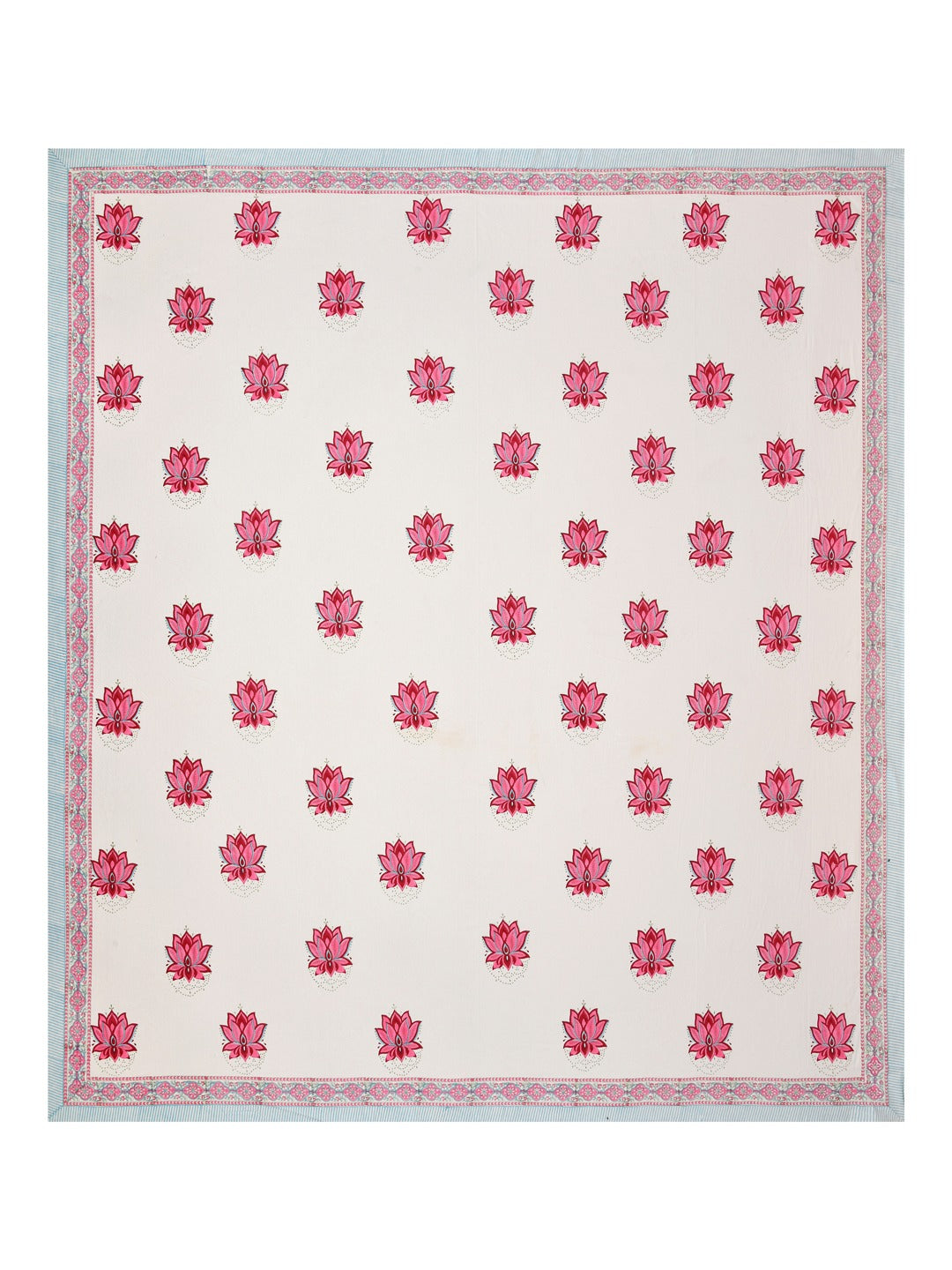 White-&-Pink-Handblock-Print-Bedsheet-With-2-Pillow-Covers