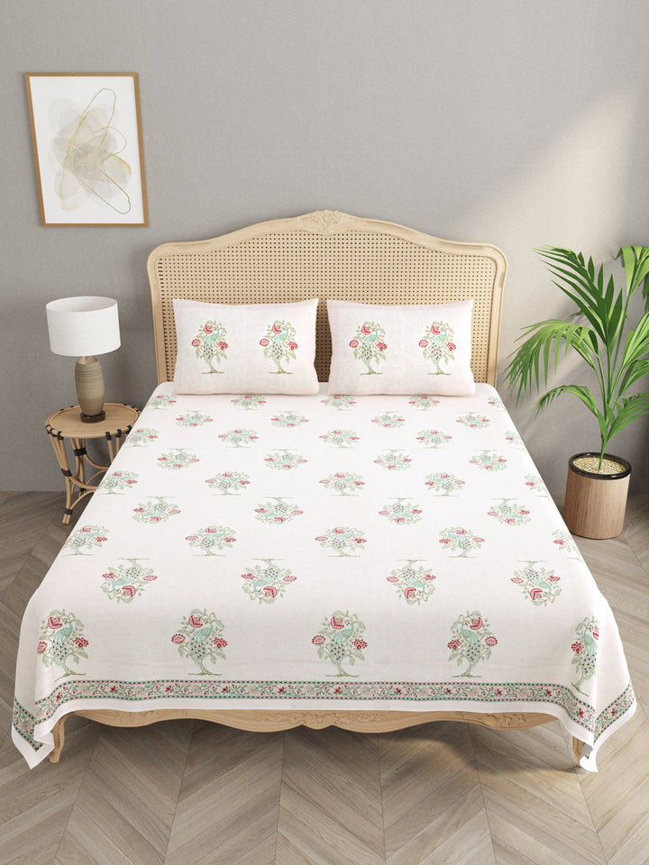 Cream-Cotton-Handblock-Print-Bedsheet-With-2-Pillow-Covers