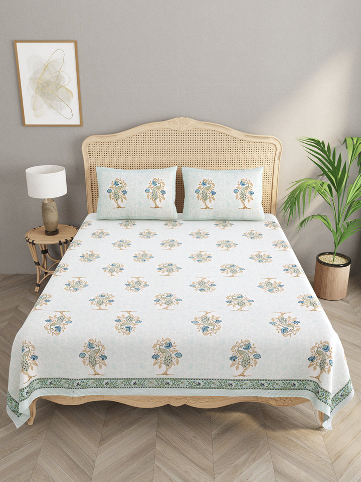 Blue-Cotton-Handblock-Print-Bedsheet-With-2-Pillow-Covers