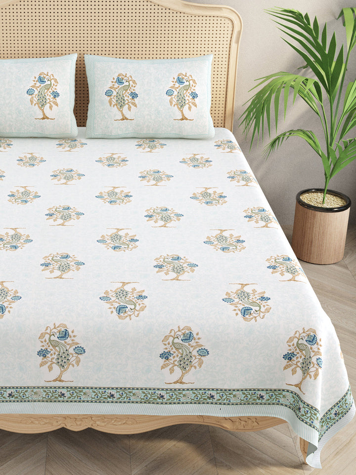 Blue-Cotton-Handblock-Print-Bedsheet-With-2-Pillow-Covers