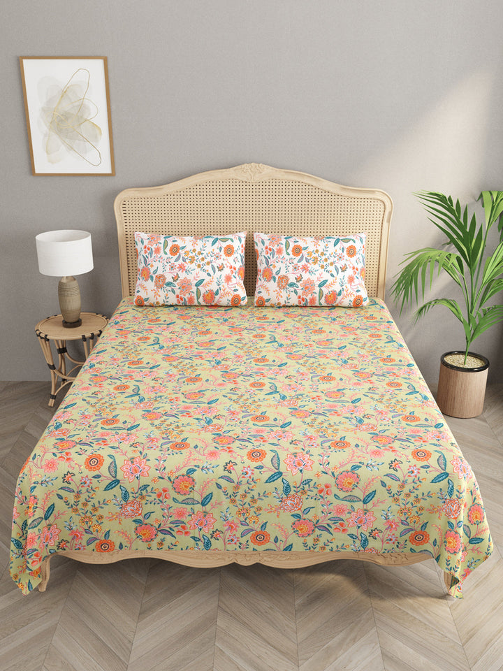 Multicolor-Floral-Bedsheet-With-2-Reversible-Pillow-Covers