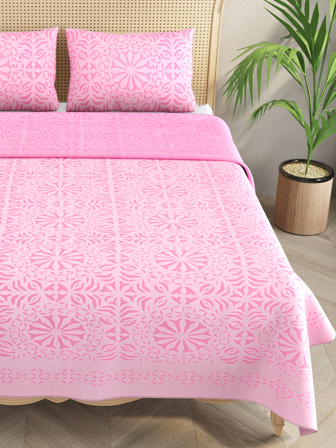 Pink-Cotton-Applique-Cut-Work-Bedcover-With-2-Pillow-Covers