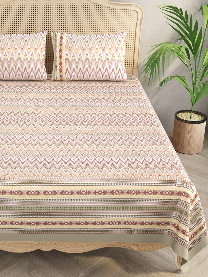 Multicolor-Cotton-Ikat-Print-Bedsheet-With-2-Pillow-Covers