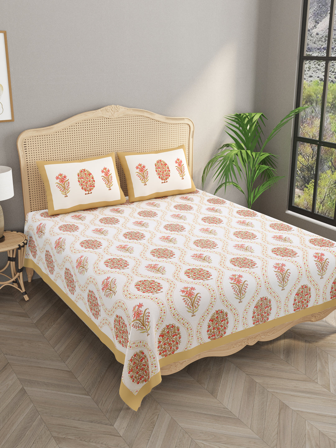 Cream-Double-King-Bedsheet-Set-Gift-Box-(Bedsheet-With-2-Pillow-Covers)