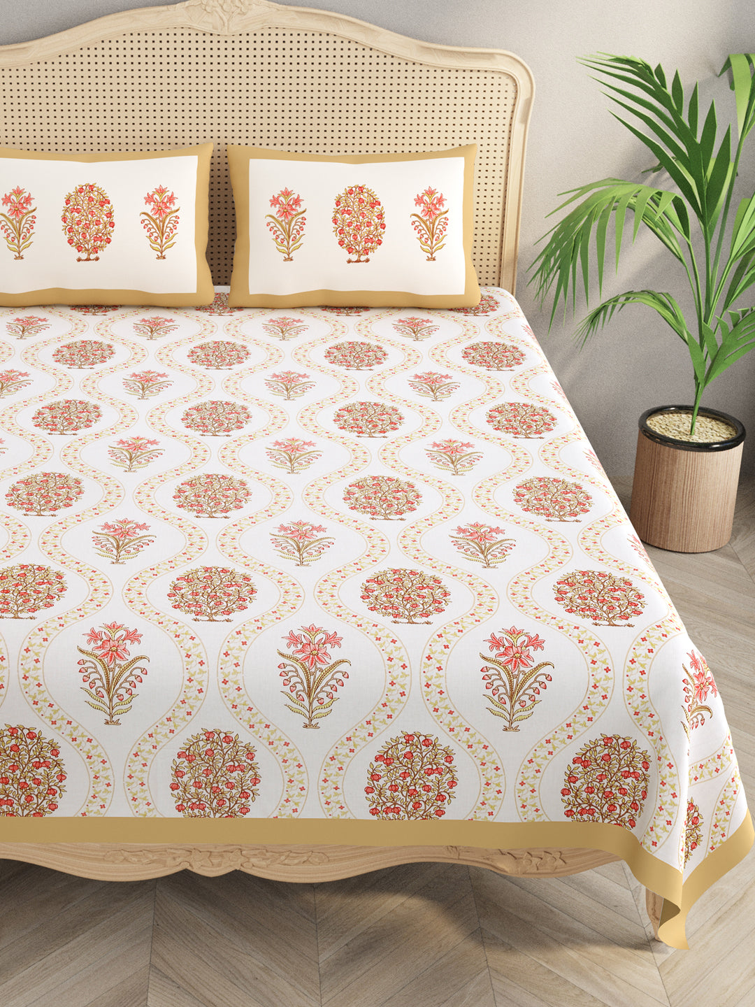 Cream-Double-King-Bedsheet-Set-Gift-Box-(Bedsheet-With-2-Pillow-Covers)