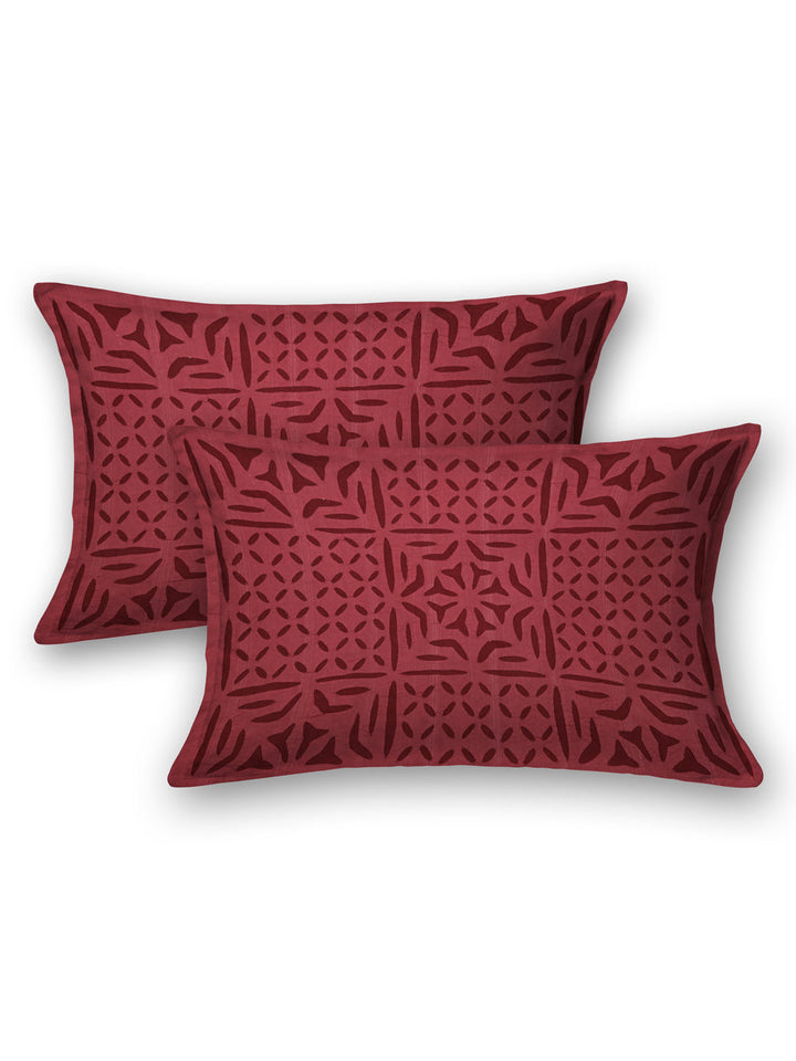 Maroon-Cotton-Applique-Cut-Work-Bedcover-With-2-Pillow-Covers