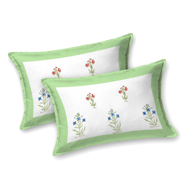 White-&-Green-Handblock-Print-Bedsheet-With-2-Pillow-Covers