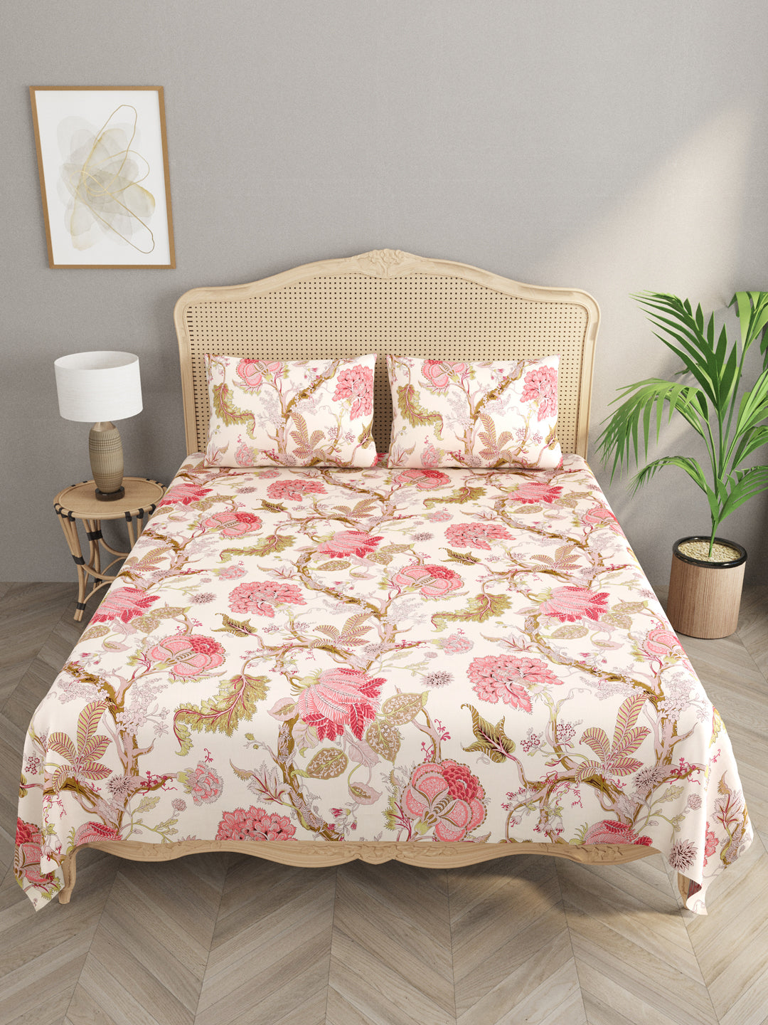 Multicolor-Cotton-Floral-Print-Bedsheet-With-2-Pillow-Covers