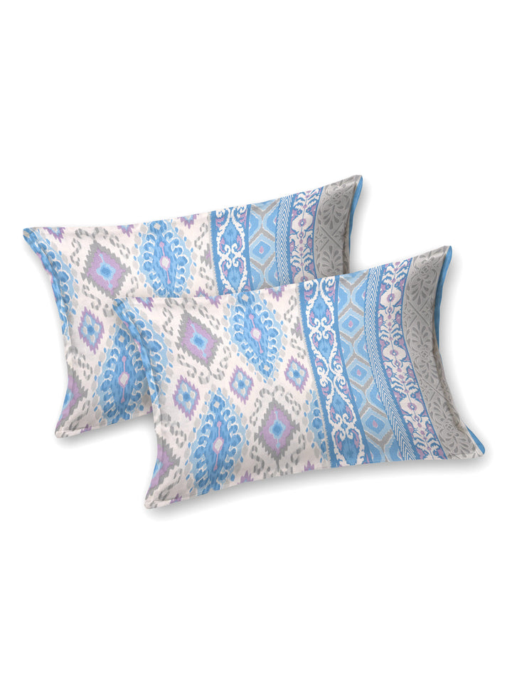 Blue-Cotton-Ikat-Print-Bedsheet-With-2-Pillow-Covers