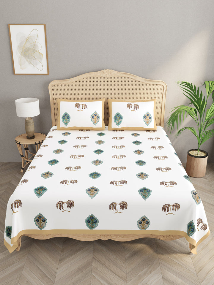 Multicolor-Handblock-Print-Bedsheet-With-2-Pillow-Covers