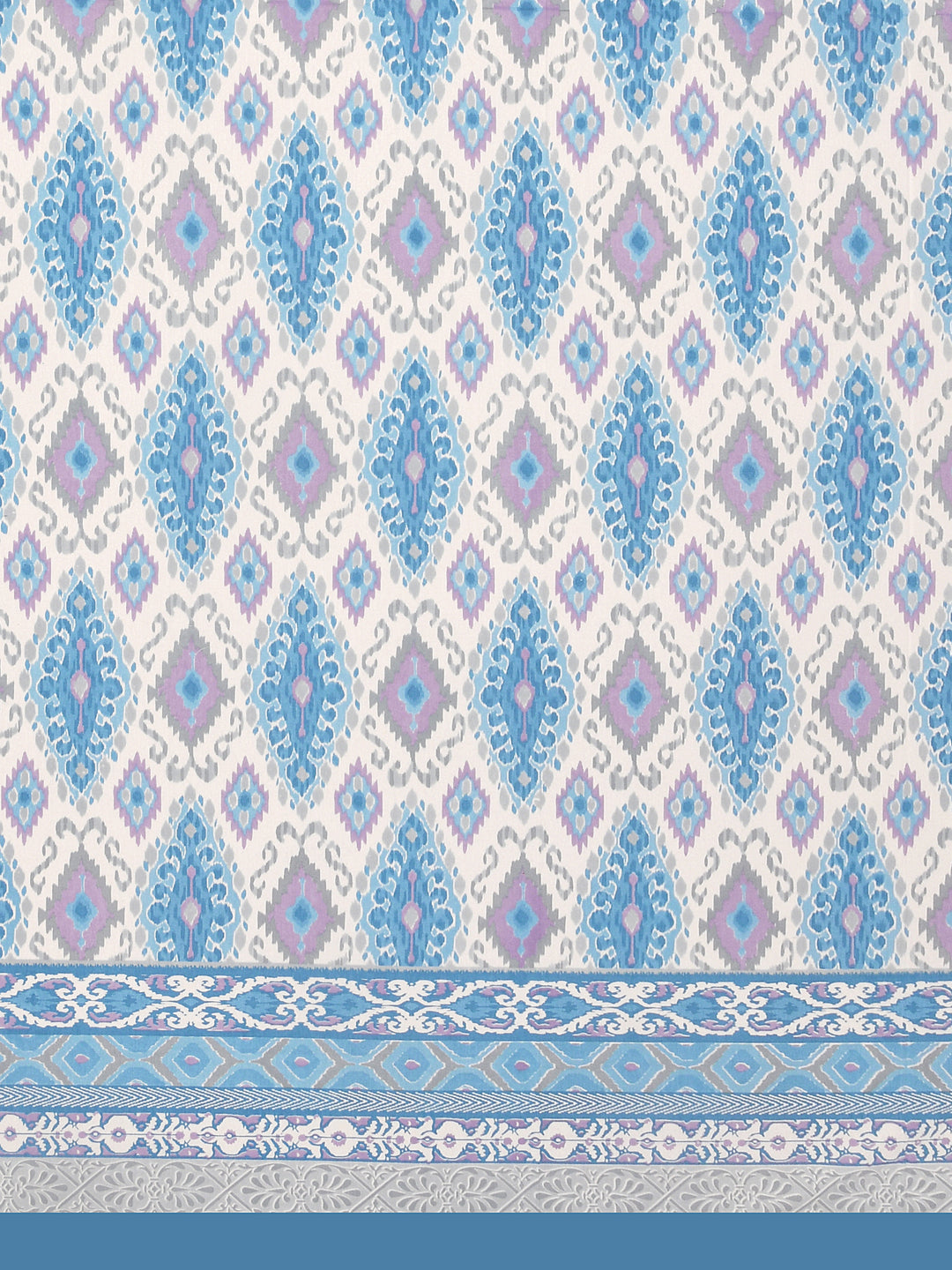 Blue-Cotton-Ikat-Print-Bedsheet-With-2-Pillow-Covers