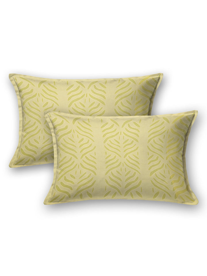 Yellow-Cotton-Applique-Cut-Work-Bedcover-With-2-Pillow-Covers