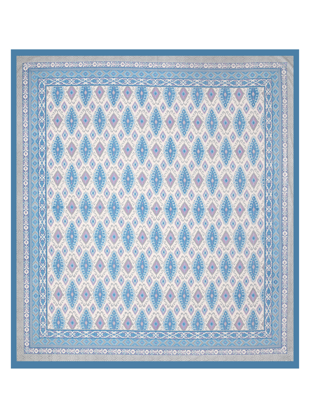 Blue-Cotton-Ikat-Print-Bedsheet-With-2-Pillow-Covers