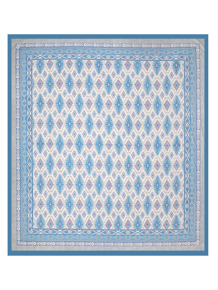 Blue-Cotton-Ikat-Print-Bedsheet-With-2-Pillow-Covers