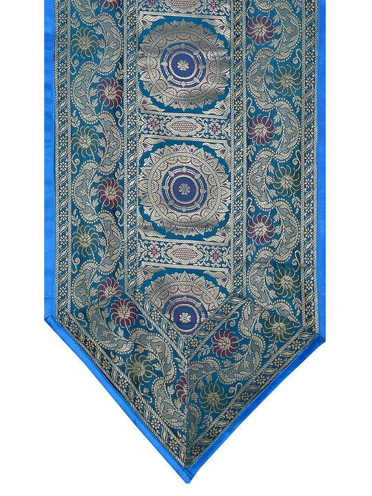 Blue-Banarasi-Zari-Table-Runner