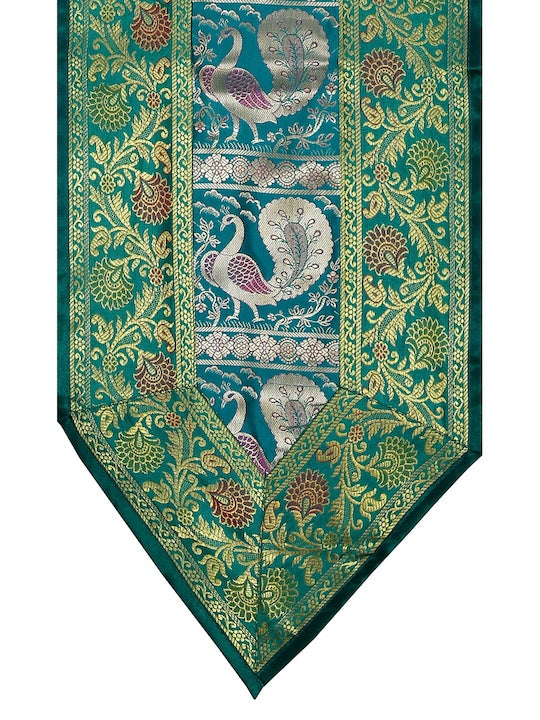 Dark-Green-Banarasi-Zari-Table-Runner