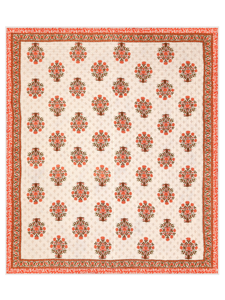 Cream-&-Red-Cotton-Floral-Printed-Double-Bed-Quilt