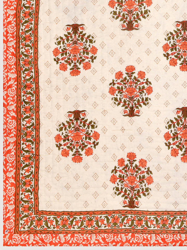 Cream-&-Red-Cotton-Floral-Printed-Double-Bed-Quilt