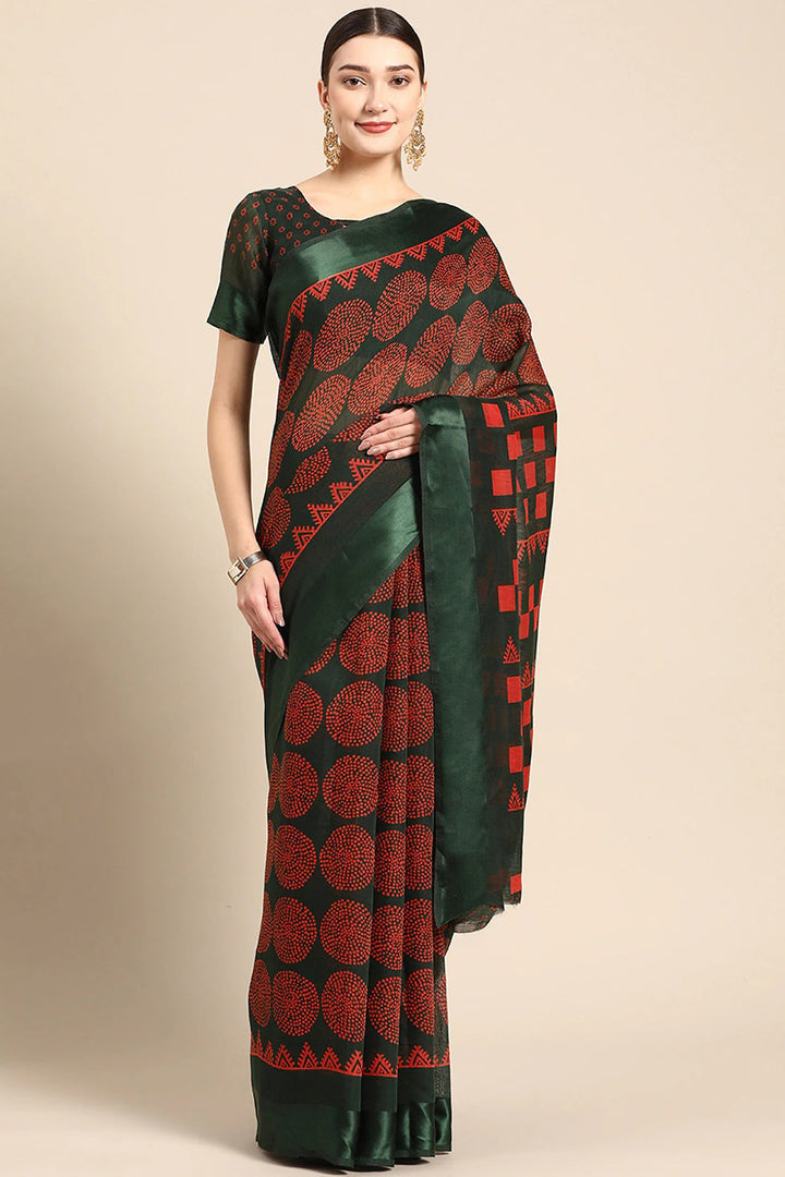 Green Art Silk Printed Classy Saree