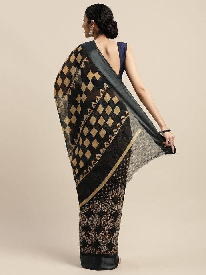 Black Art Silk Printed Classy Saree