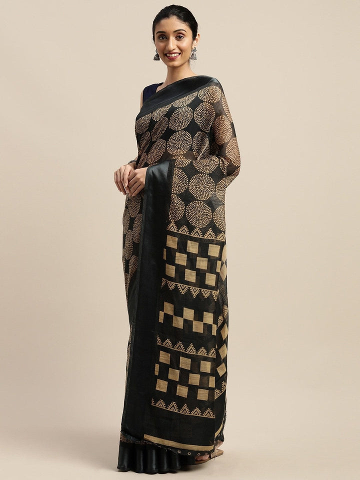 Black Art Silk Printed Classy Saree