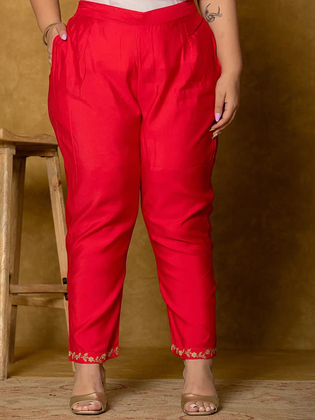 Fuchsia-Silk-Embroidered-Plus-Size-3-Piece-Kurta-Set