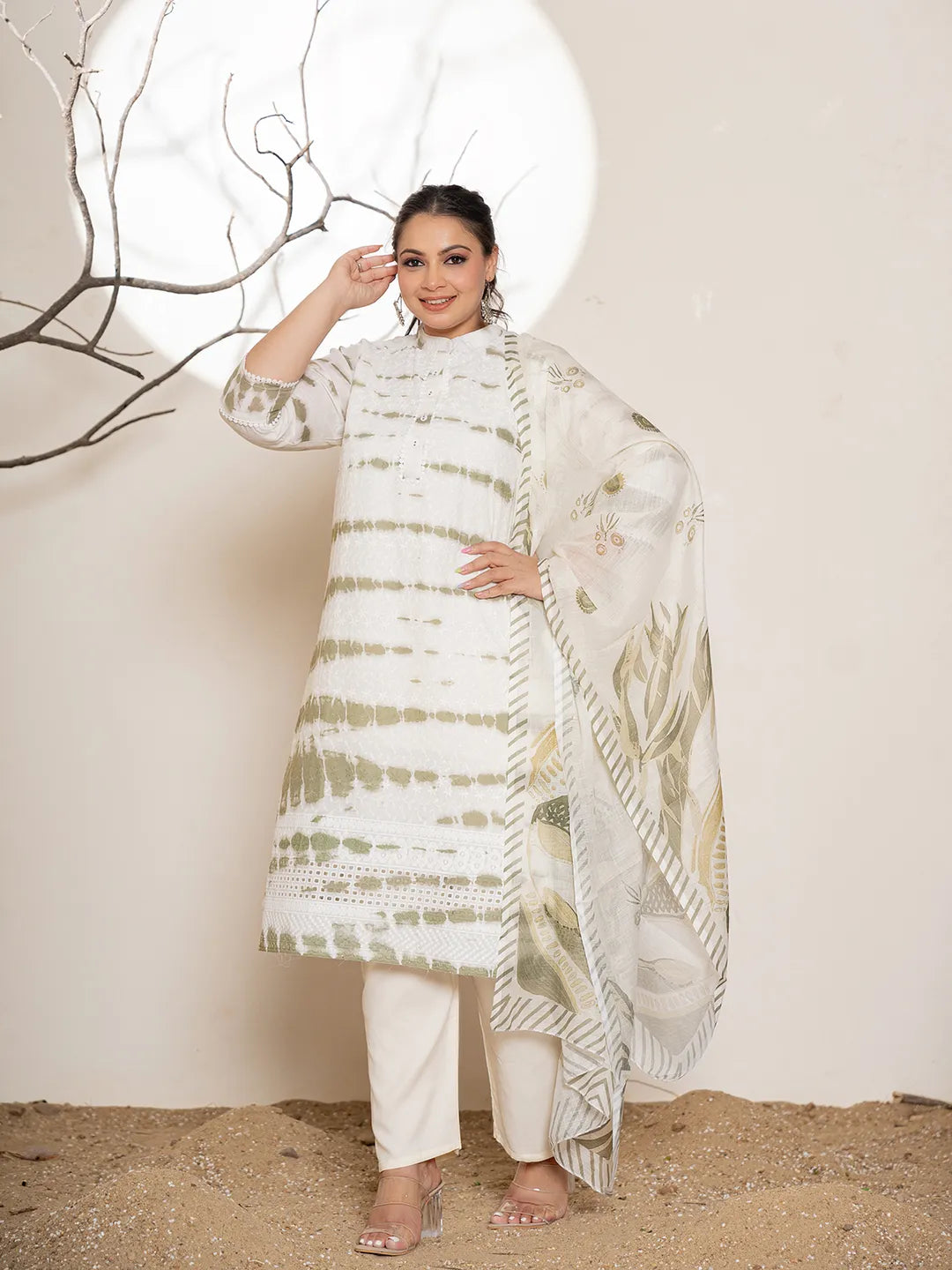 Green-Cotton-Embroidery-Plus-Size-3-Piece-Kurta-Set