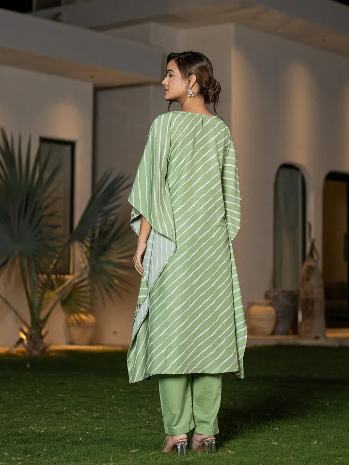 Green-Silk-Blend-Leheriya-Embroidered-Kaftan-Kurta-Set